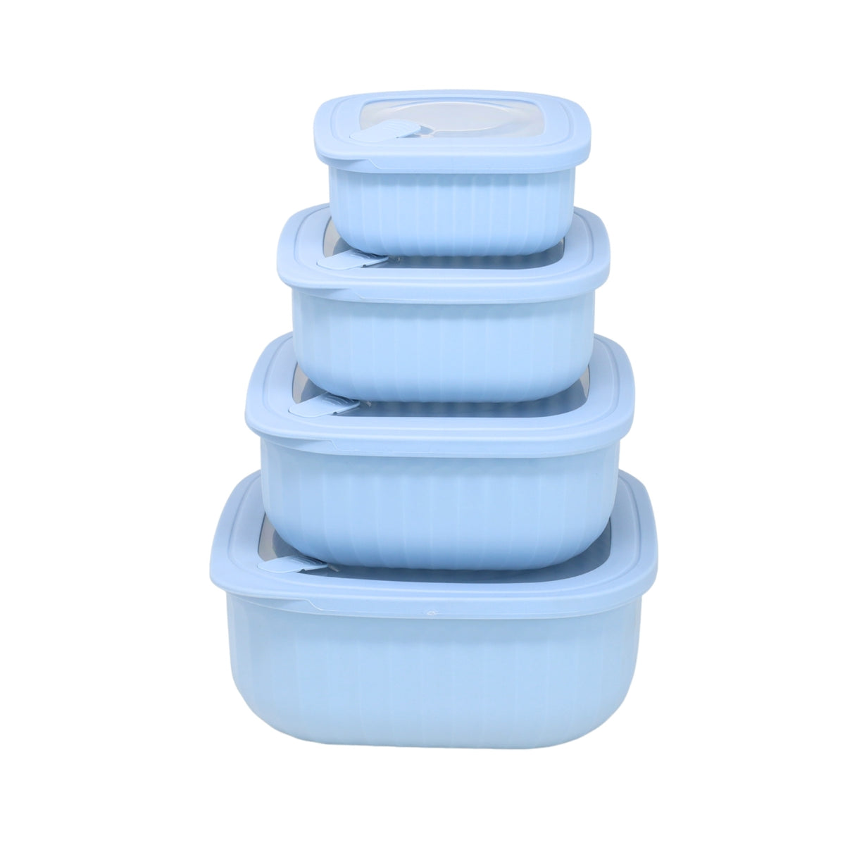 4 Piece Square Food Storage Container Set Blue Stackable