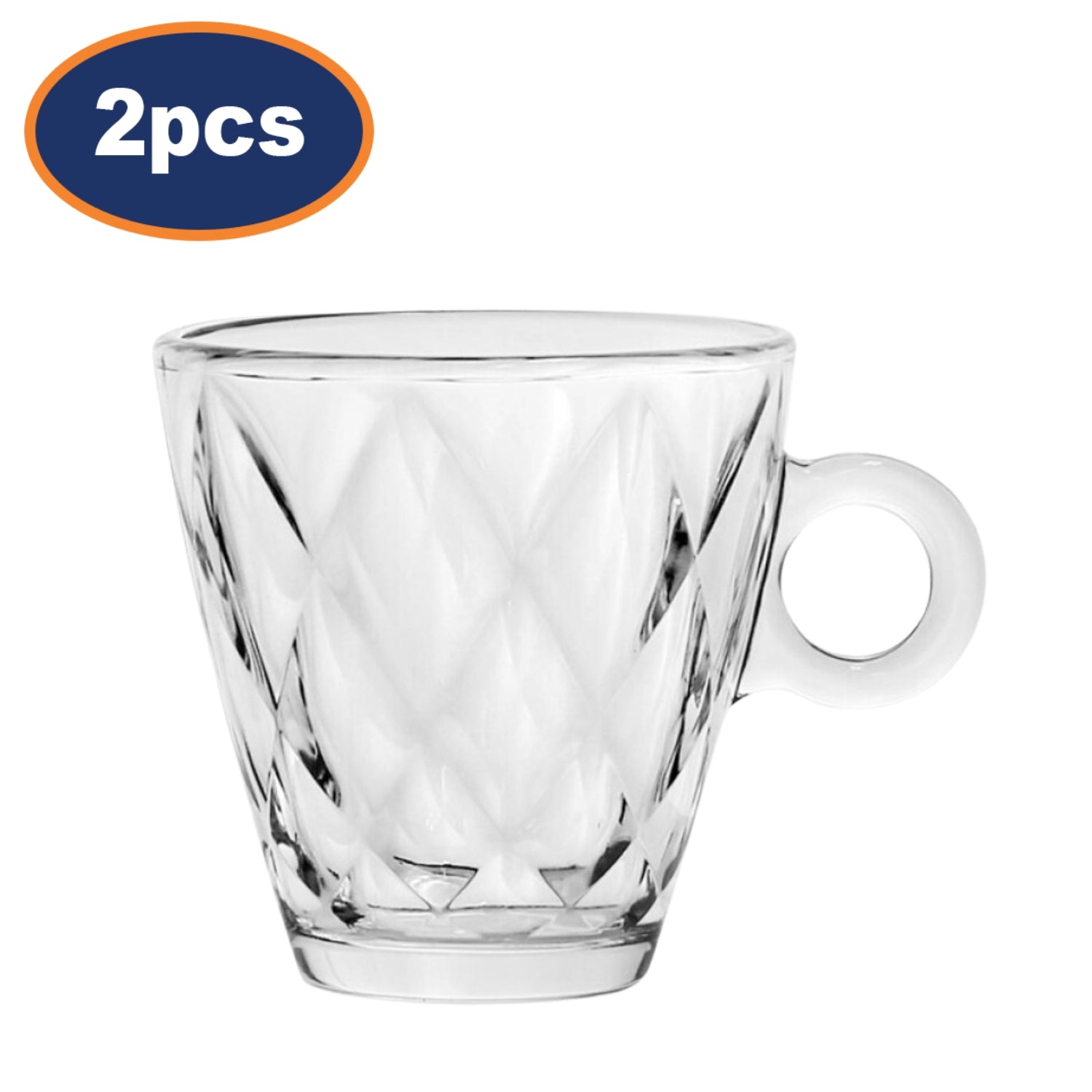 2Pcs  Clear 220ml Tempered Glass Tea Cup