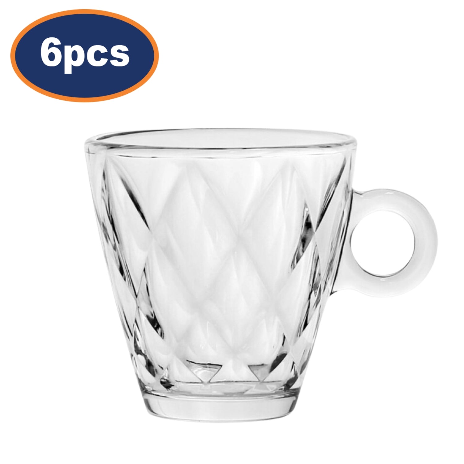 6Pcs  Clear 320ml Tempered Glass Tea Cup