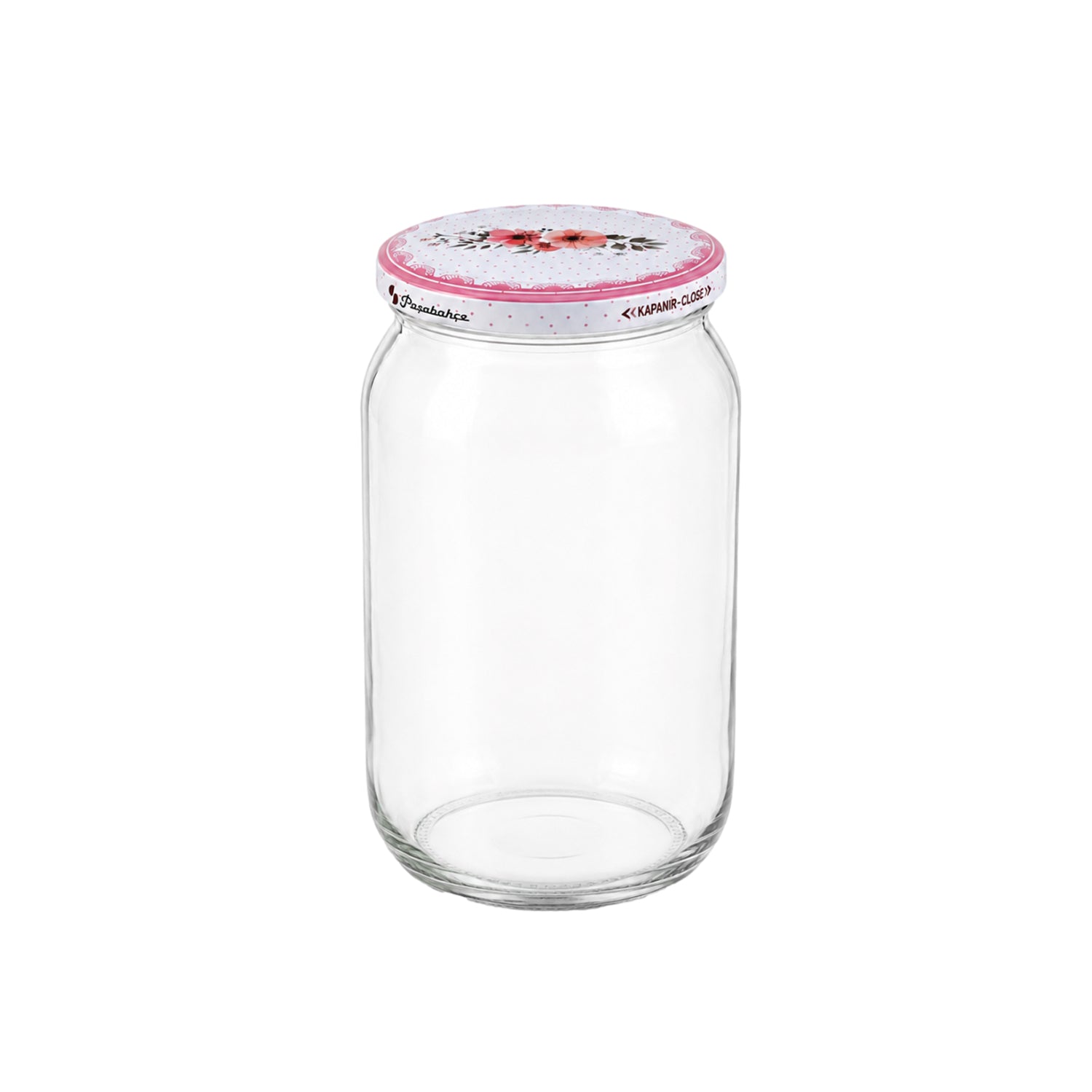 1L Glass Storage Jar with Floral Lid Kitchen Canister