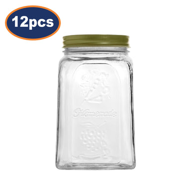 12Pcs 1000ml with Screw Glass Storage Jar