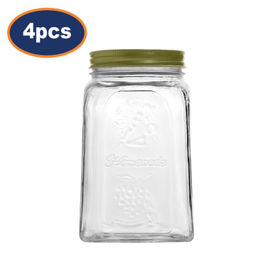 4Pcs 1000ml with Screw Glass Storage Jar