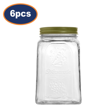 6Pcs 1000ml with Screw Glass Storage Jar