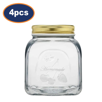 4Pcs 500ml with Screw Lid Glass Storage Jar