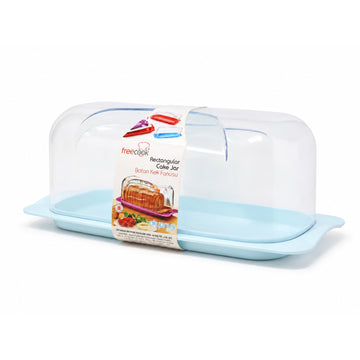 36cm Bread & Cake Storage Box with Clear Acrylic Lid - Light Blue Plastic Bread Bin