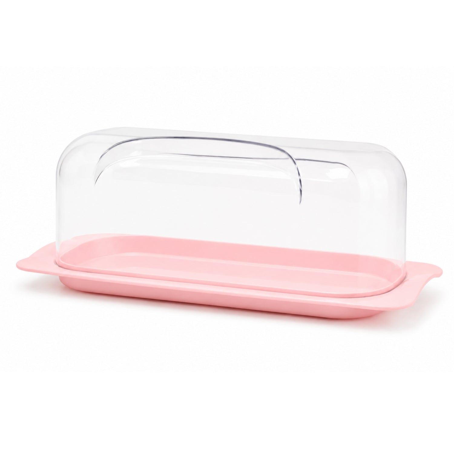 36cm Bread & Cake Storage Box with Clear Acrylic Lid - Pink Plastic Bread Bin