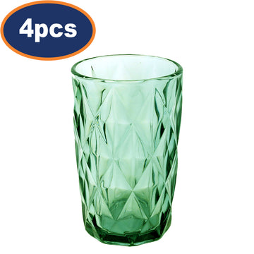 4Pcs 350ml Green Highball Drinking Glass