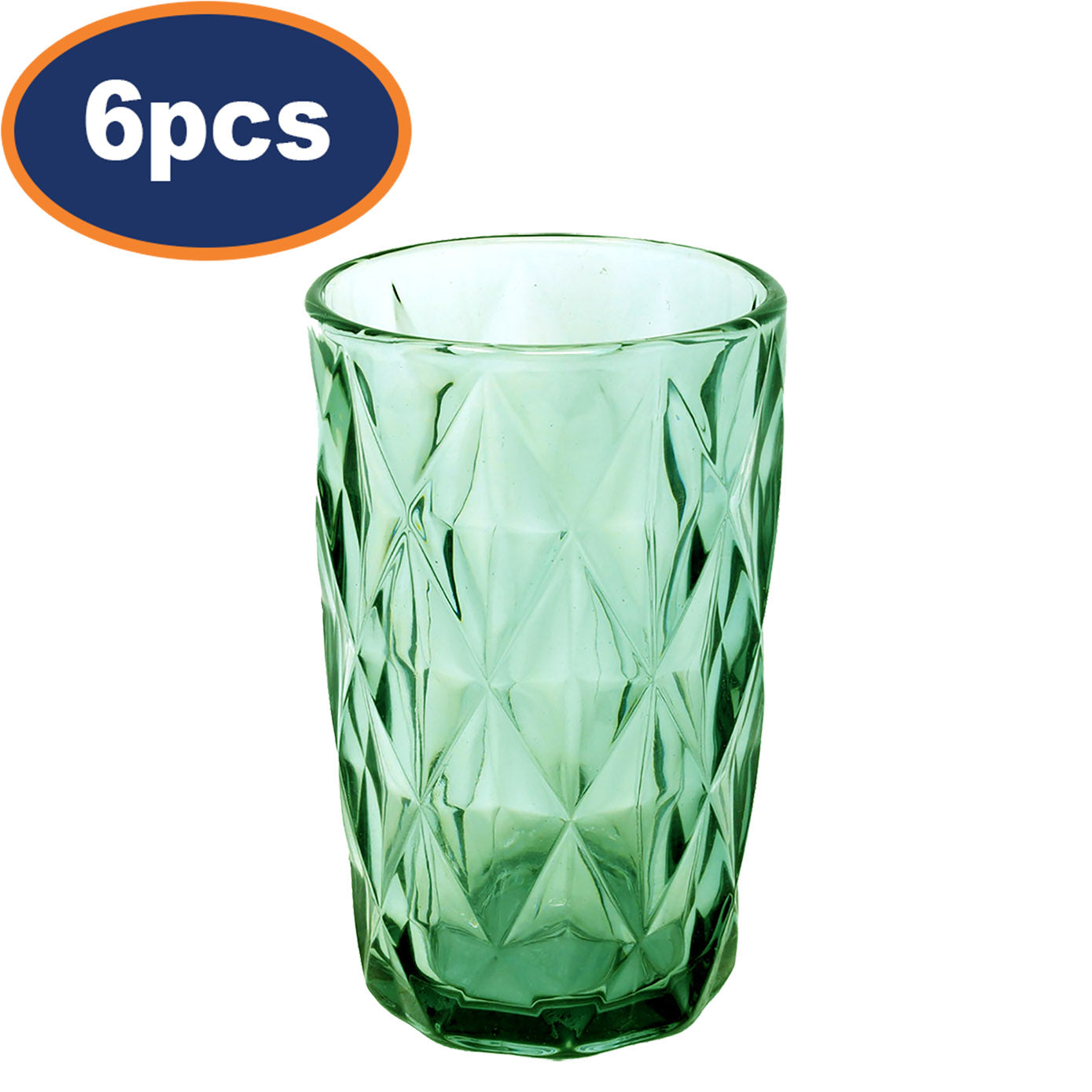 6Pcs 350ml Green Highball Drinking Glass