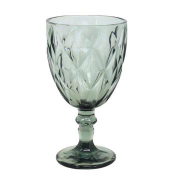 4Pcs 300ml Grey Diamond-Cut Textured Goblet