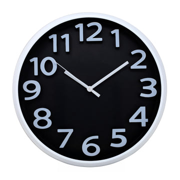 30cm Black Round Plastic Wall Clock