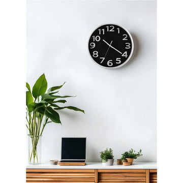30cm Black Round Plastic Wall Clock