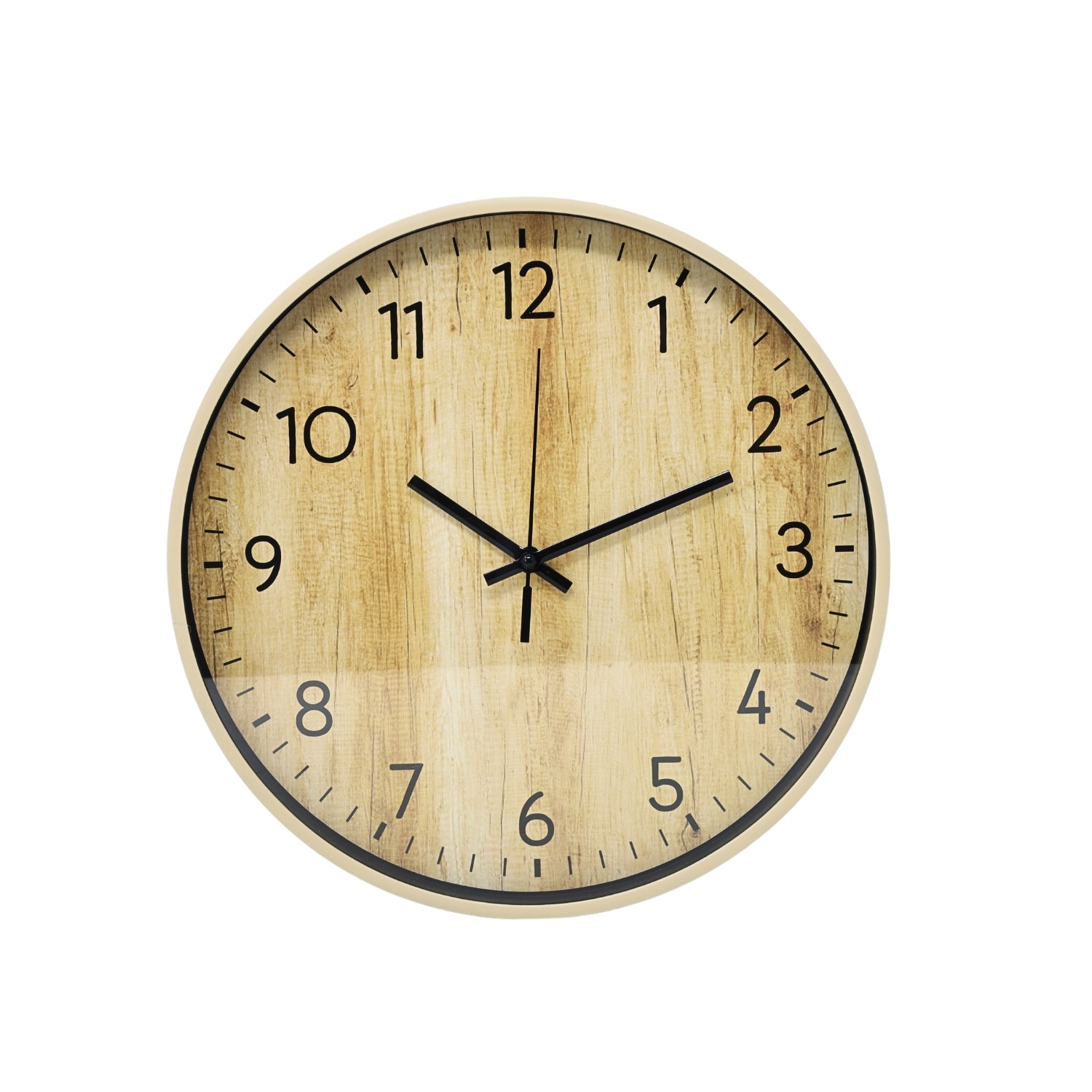 29cm Light Brown Wood Effect Plastic Wall Clock