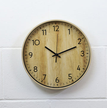29cm Light Brown Wood Effect Plastic Wall Clock
