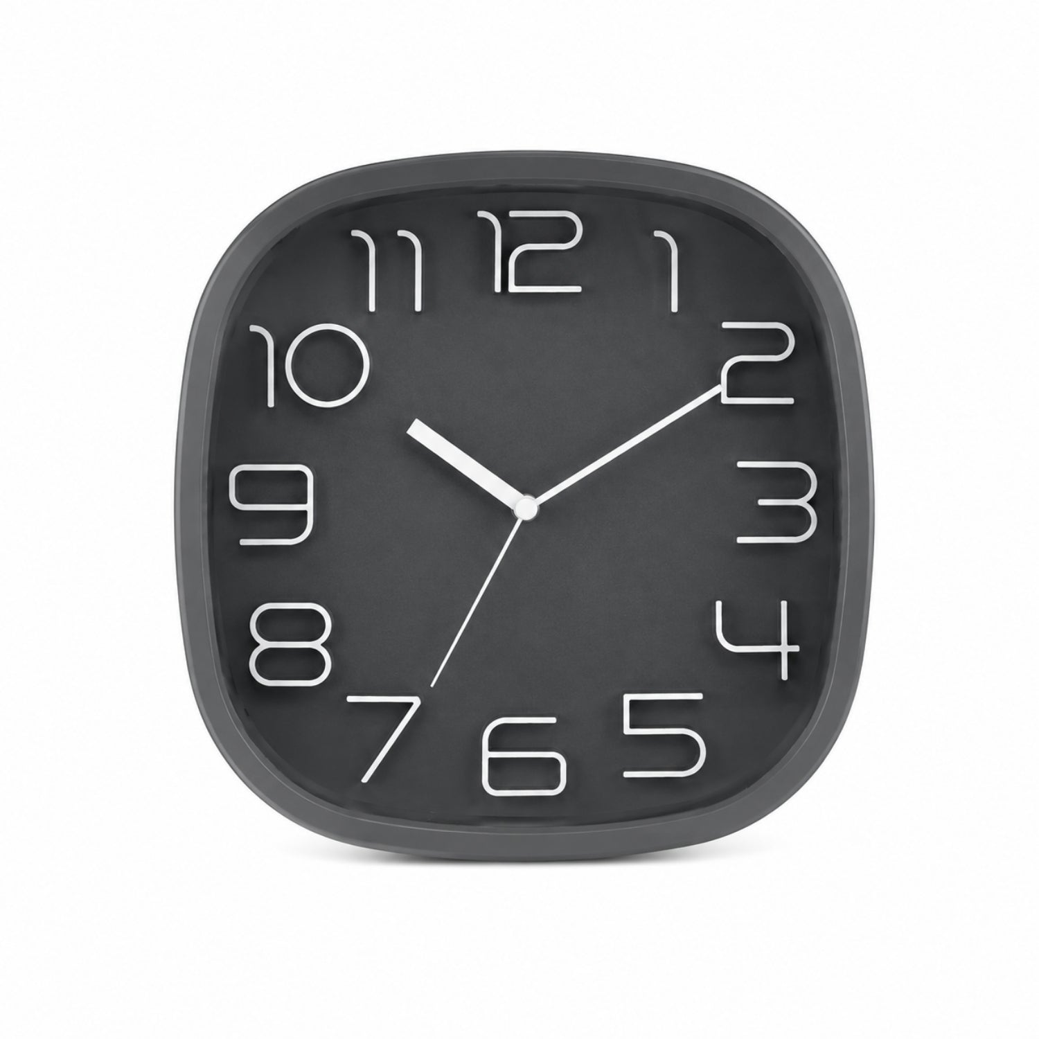 30cm Modern Square Wall Clock Grey - Large Numbers Quartz Battery Operated Home Decor
