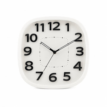 30cm Modern Square Wall Clock White - Large Numbers Quartz Battery Operated Home Decor