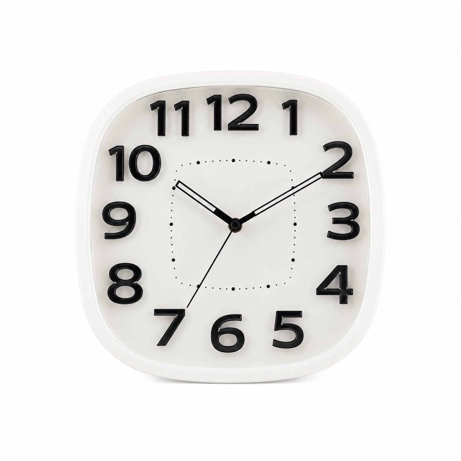 30cm Modern Square Wall Clock White - Large Numbers Quartz Battery Operated Home Decor