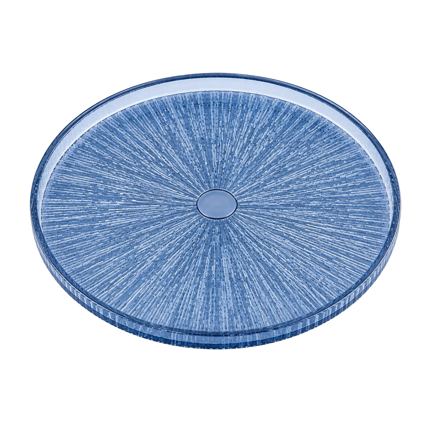 32cm Blue Textured Glass Serving Platter Decorative Plate
