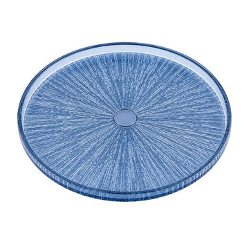32cm Blue Textured Glass Serving Platter Decorative Plate