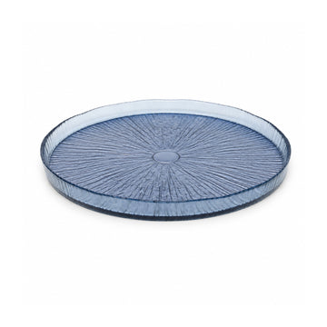 32cm Blue Textured Glass Serving Platter Decorative Plate