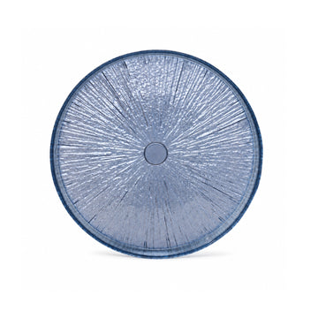 32cm Blue Textured Glass Serving Platter Decorative Plate