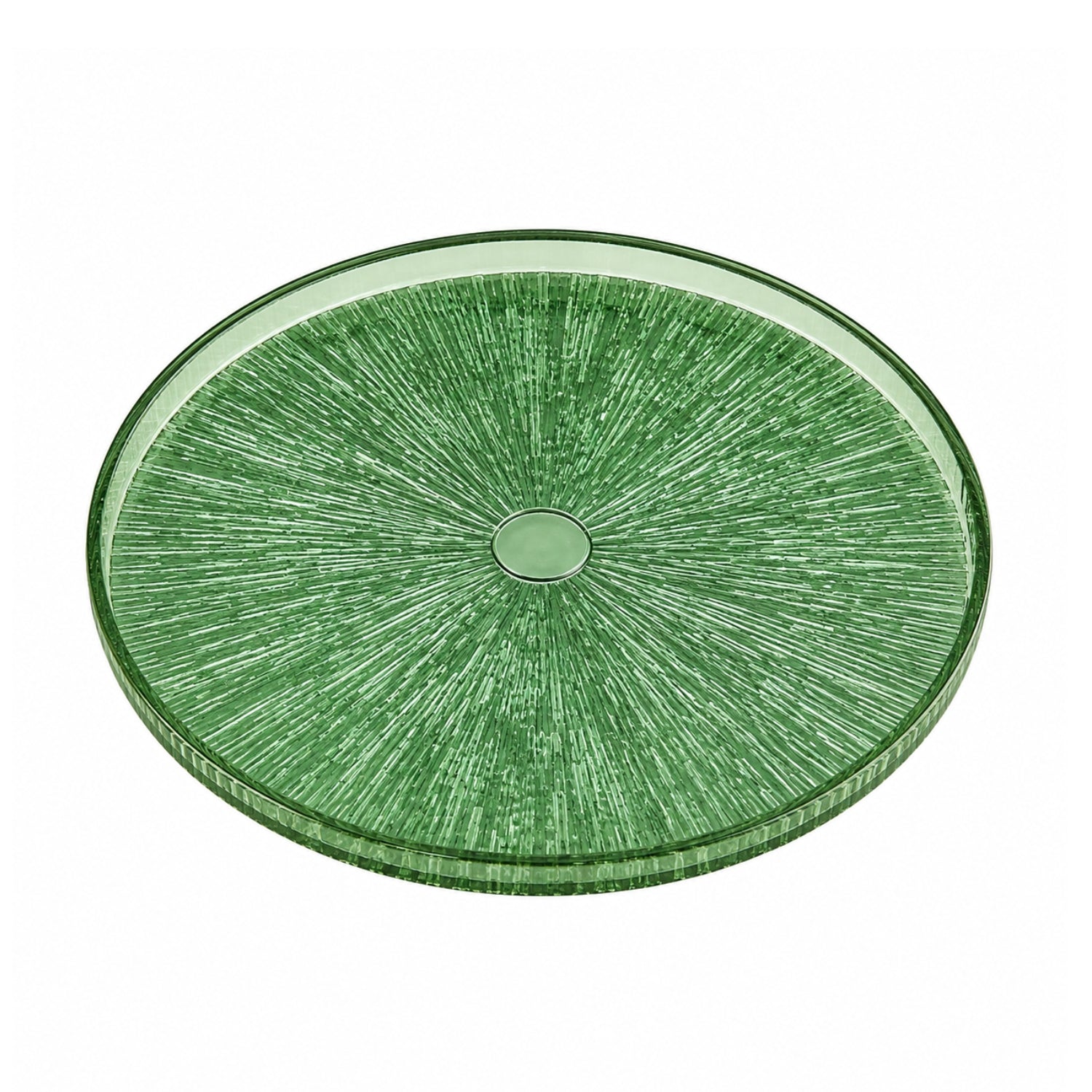 32cm Green Textured Glass Serving Platter Decorative Plate