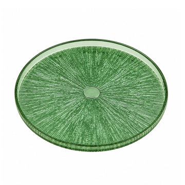 32cm Green Textured Glass Serving Platter Decorative Plate