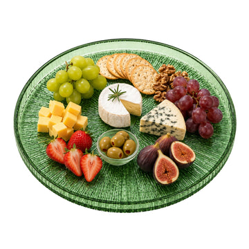32cm Green Textured Glass Serving Platter Decorative Plate