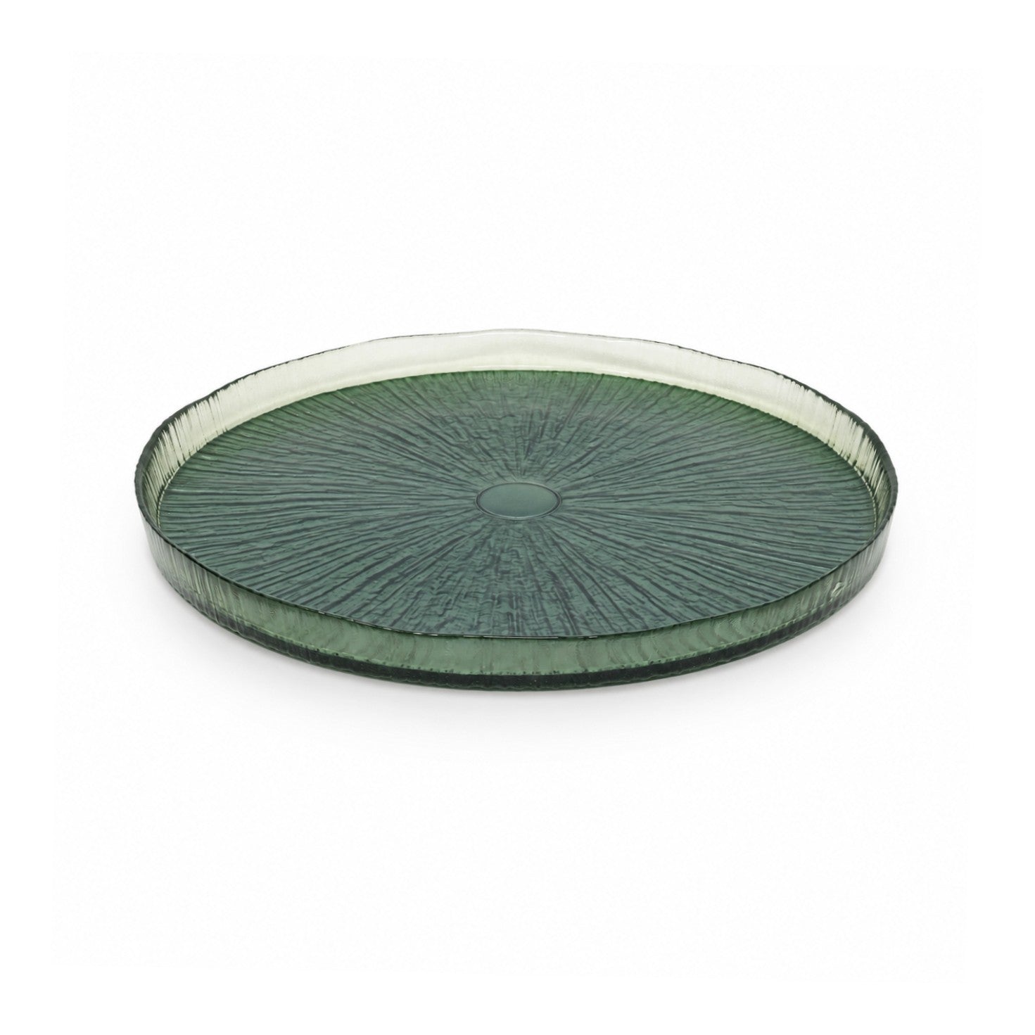32cm Green Textured Glass Serving Platter Decorative Plate
