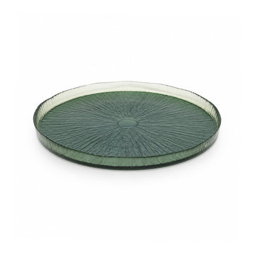 32cm Green Textured Glass Serving Platter Decorative Plate