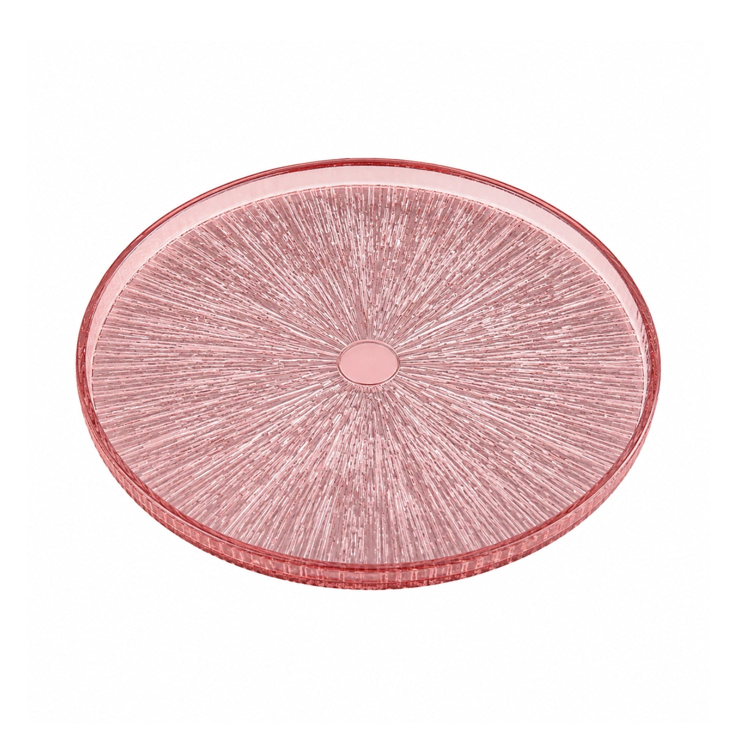 32cm Pink Textured Glass Serving Platter Decorative Plate