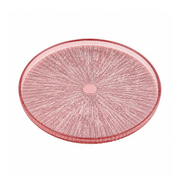 32cm Pink Textured Glass Serving Platter Decorative Plate