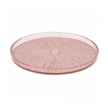 32cm Pink Textured Glass Serving Platter Decorative Plate