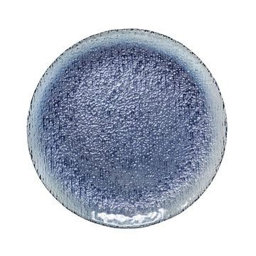 33cm Blue Textured Glass Serving Platter Decorative Plate