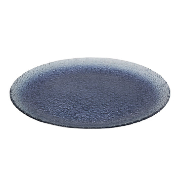 33cm Blue Textured Glass Serving Platter Decorative Plate