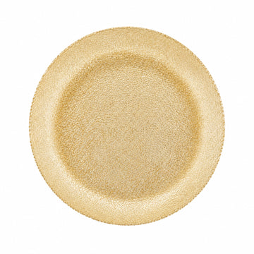 33cm Gold Textured Glass Serving Platter Decorative Plate