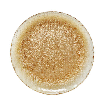 33cm Gold Textured Glass Serving Platter Decorative Plate