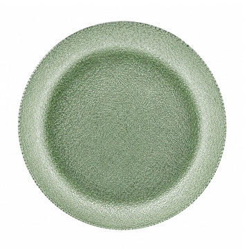 33cm Green Textured Glass Serving Platter Decorative Plate