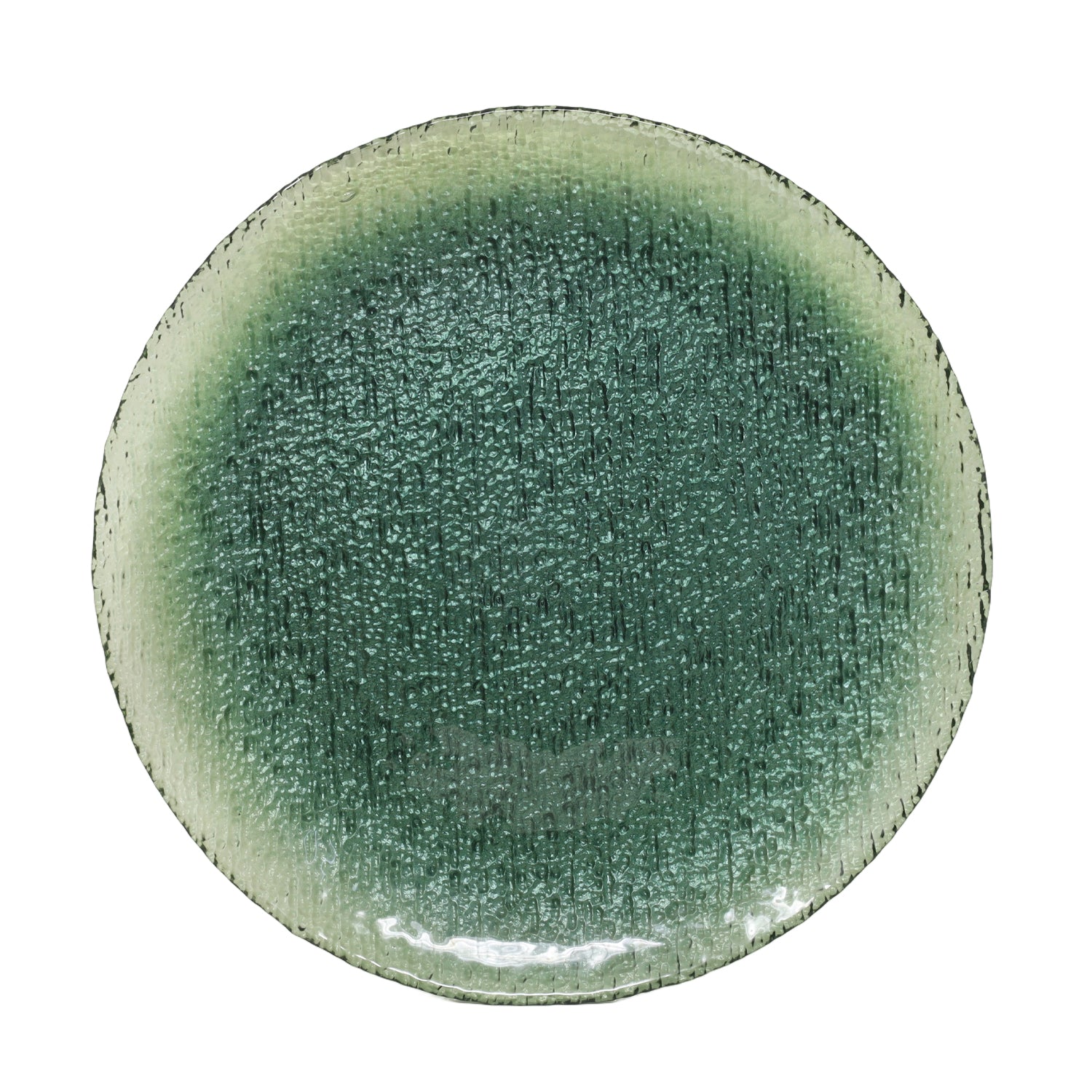 33cm Green Textured Glass Serving Platter Decorative Plate