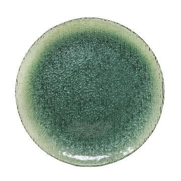 33cm Green Textured Glass Serving Platter Decorative Plate
