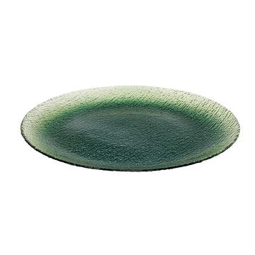 33cm Green Textured Glass Serving Platter Decorative Plate