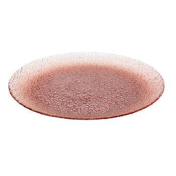 33cm Pink Textured Glass Serving Platter Decorative Plate