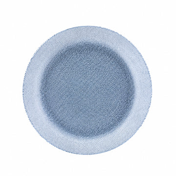 33cm Blue Textured Glass Serving Platter Decorative Plate