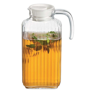 1.8L Square Clear Glass Pitcher with Plastic Lid