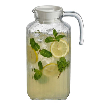1.8L Square Clear Glass Pitcher with Plastic Lid