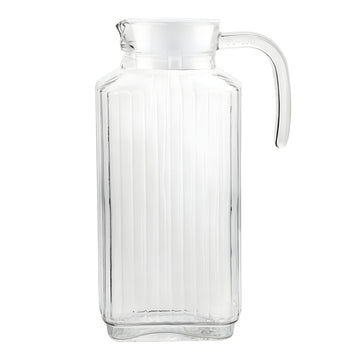 2Pcs 1.8L Square Clear Glass Pitcher with Plastic Lid