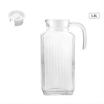 1.8L Square Clear Glass Pitcher with Plastic Lid