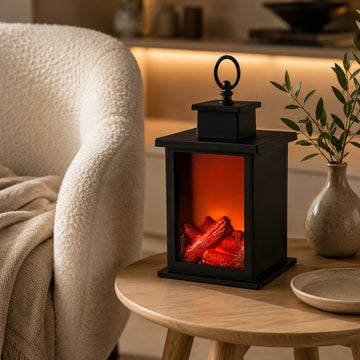 4 LED Realistic Flame Effect Light 23cm Fireplace Lantern