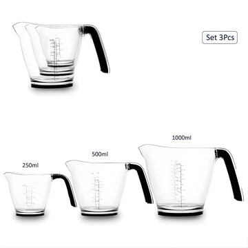 3Pcs 250ml 500ml 1000ml Acrylic Measuring Jugs