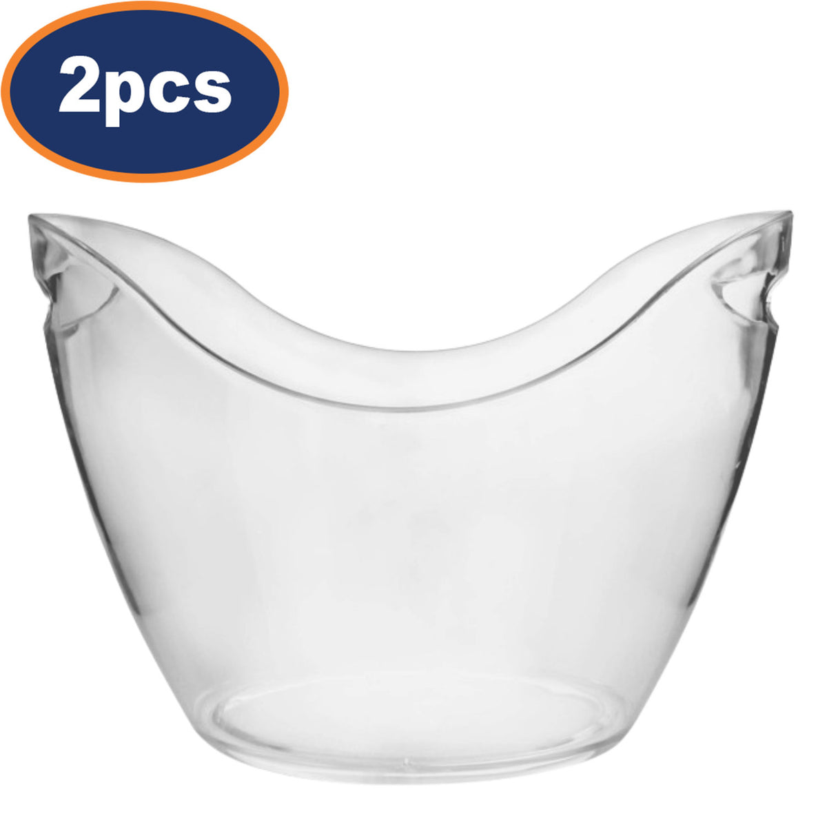 2Pcs 2.8L Clear Ice Bucket with Handles