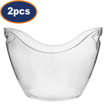 2Pcs 2.8L Clear Ice Bucket with Handles